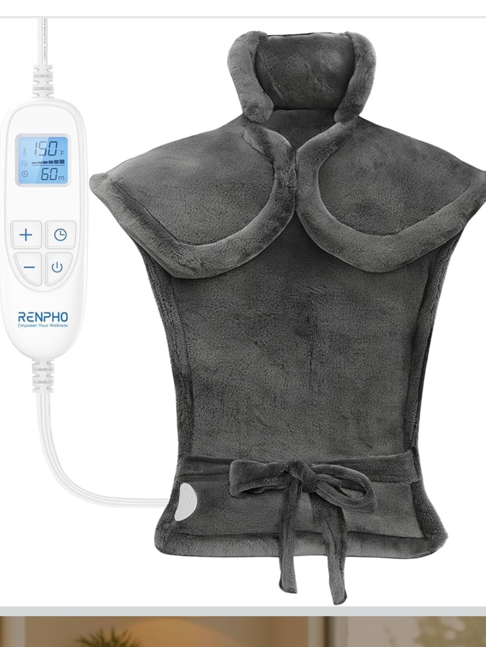 RENPHO Electric Heating Pad Shoulder Back Wrap - Dark Gray